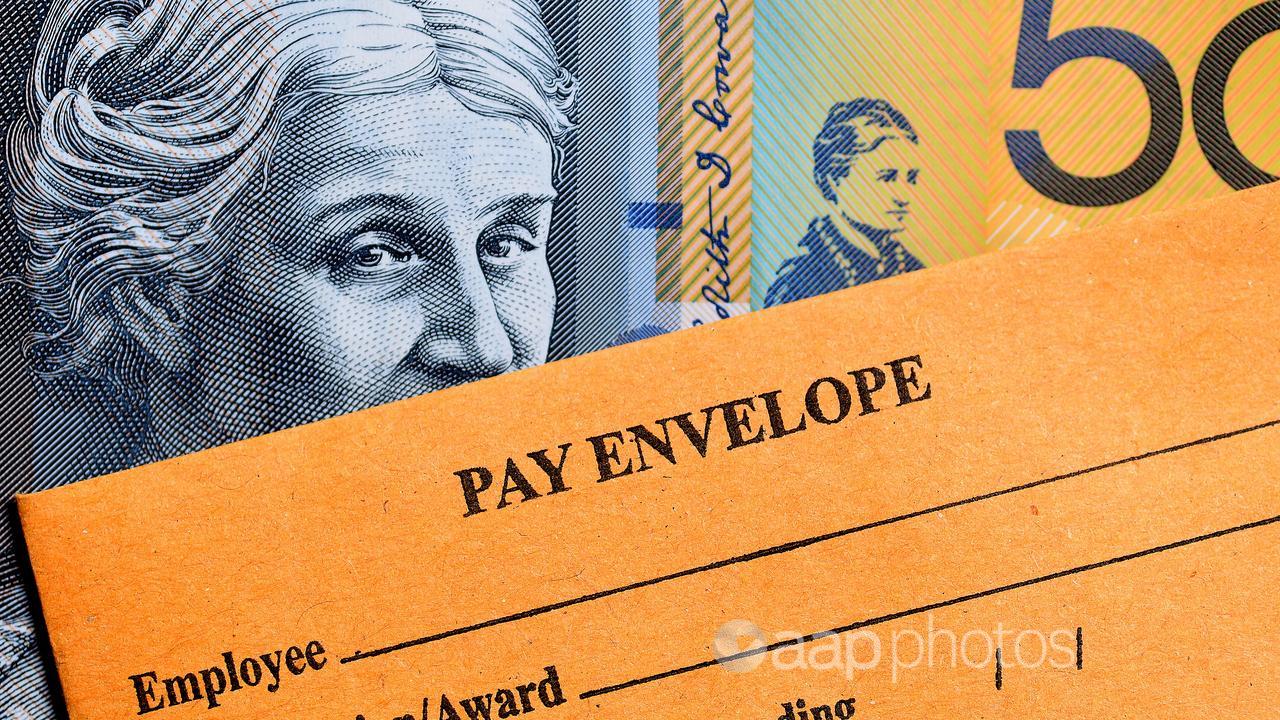 Australian currency and a wages envelope (file image)
