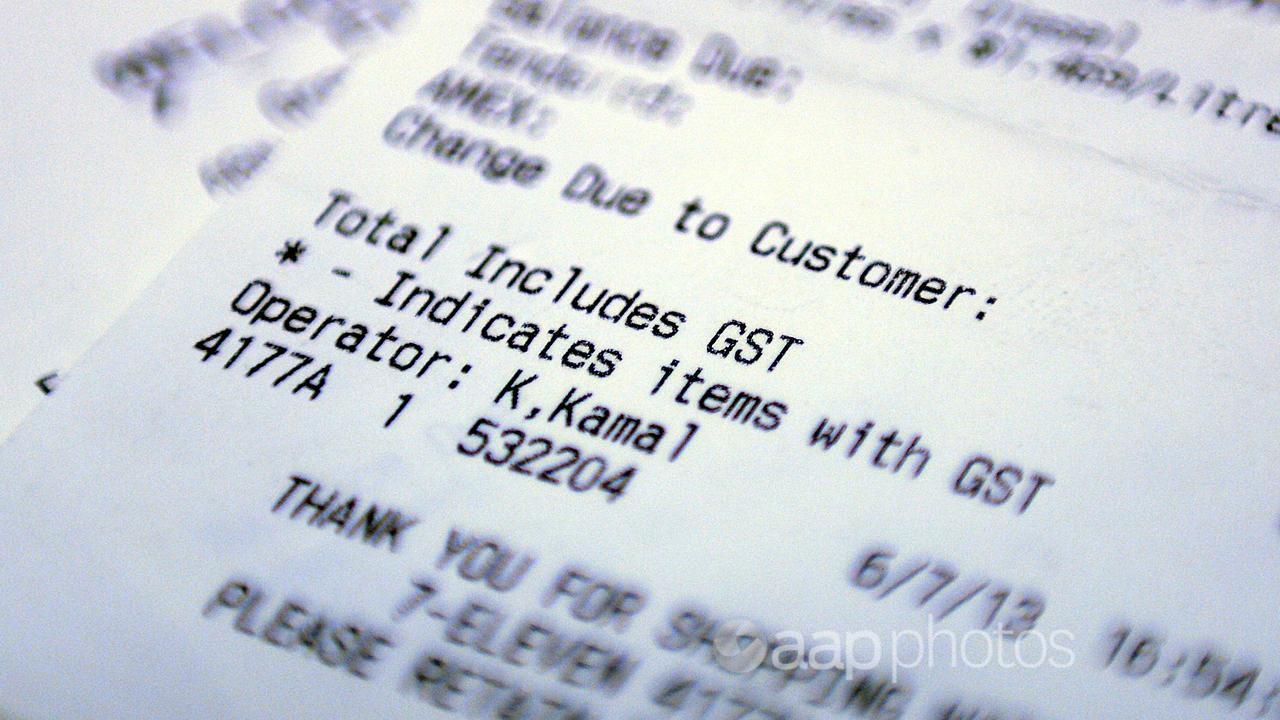 A GST component printed on a receipt (file image)