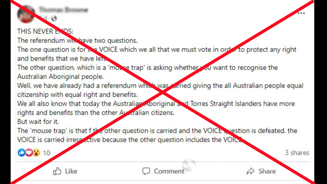 Reffreendum Voice referendum ‘trick’ question claim is complete nonsense ...