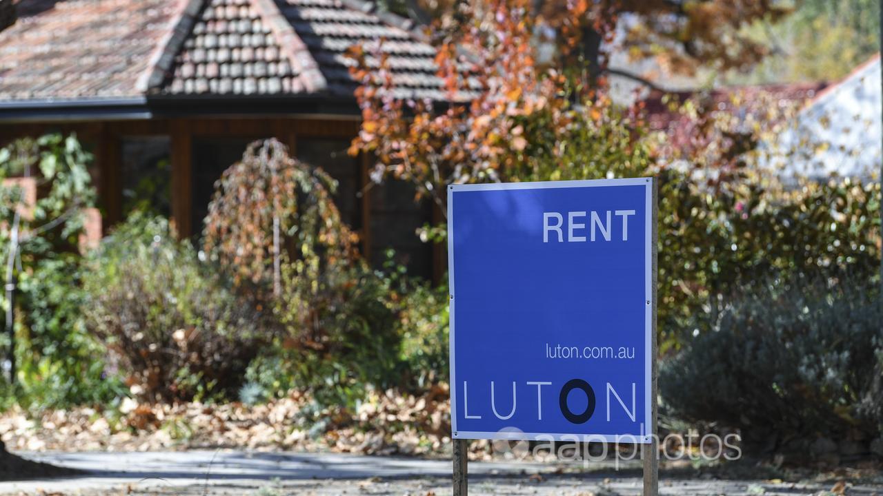A 'for rent' sign is seen outside a house (file image)