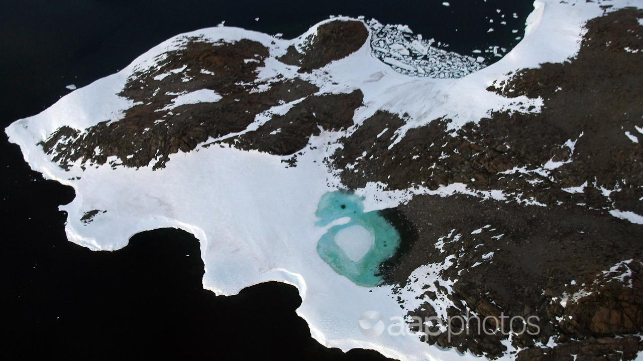 A turquoise lake forms from melting in Antarctica (file image)