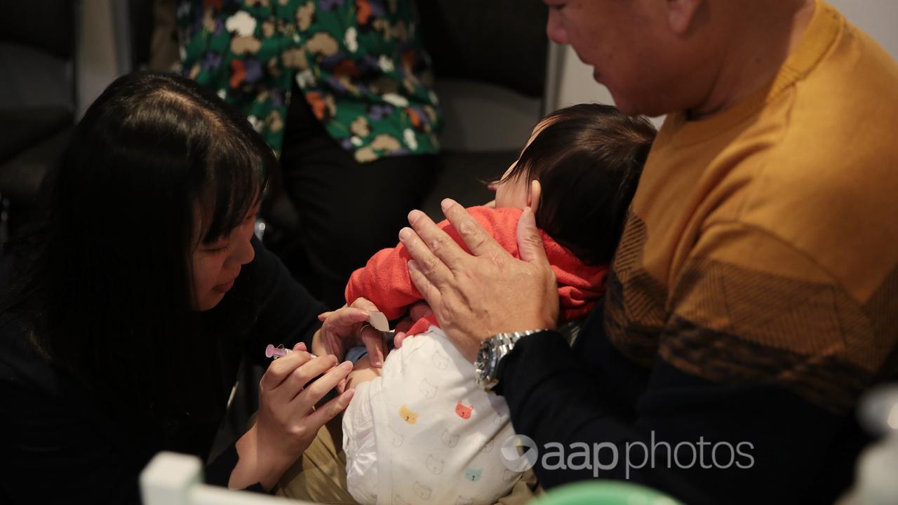 A baby is vaccinated (file image)