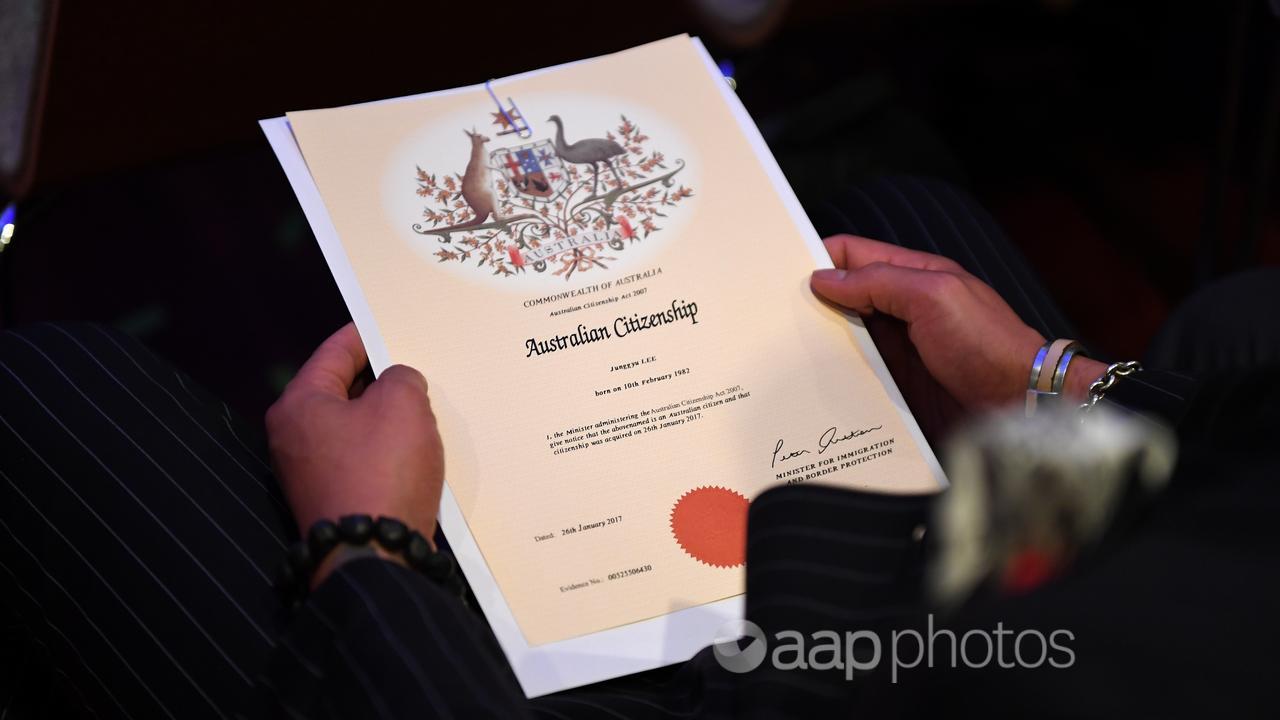 An Australian citizenship certificate (file image)