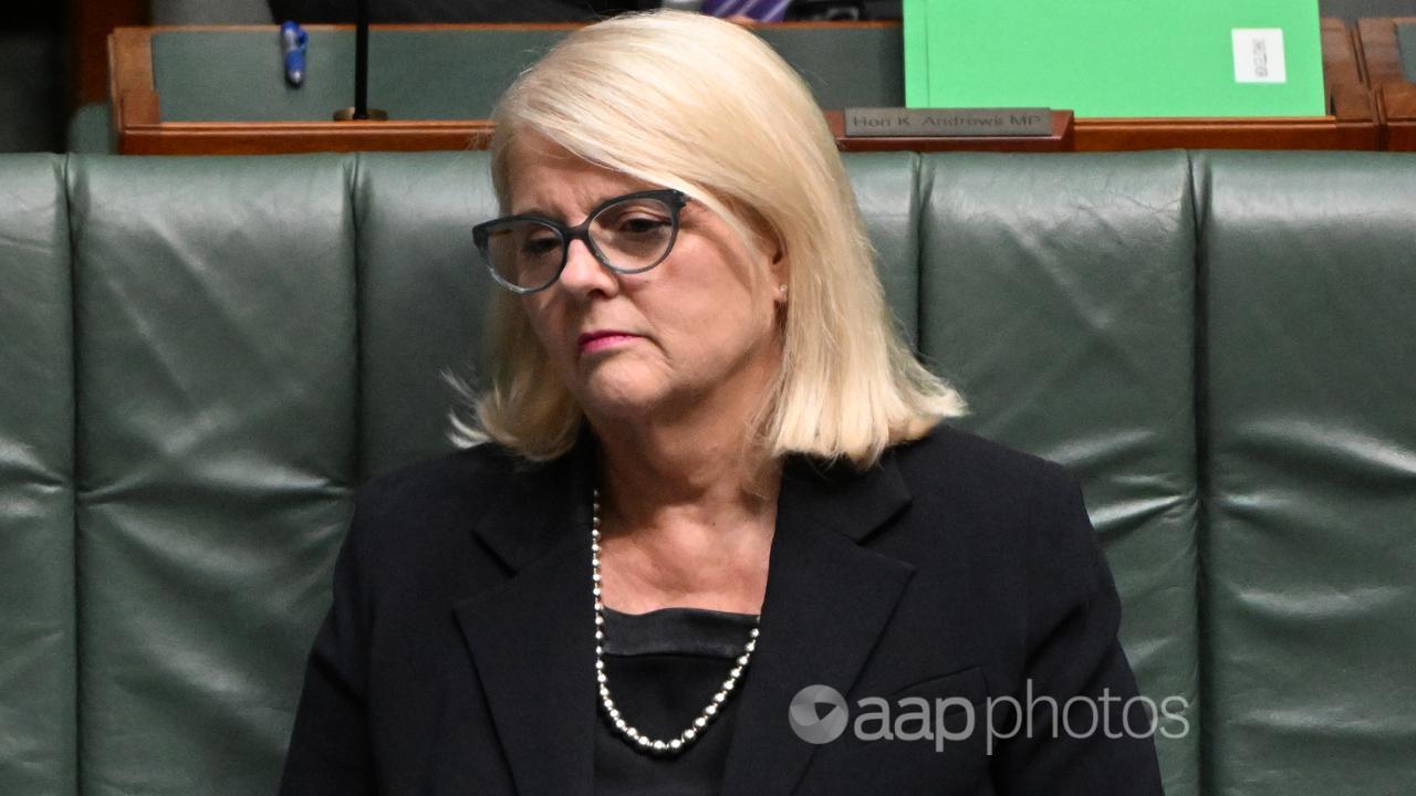 Karen Andrews sitting in the parliament.