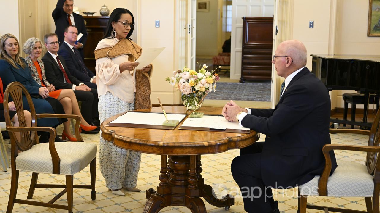 Linda Burney being sworn-in as a federal minister (file image)