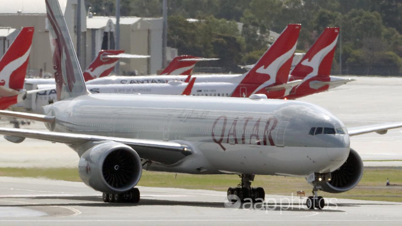 A Qatar Airways aircraft at Perth airport (file image)