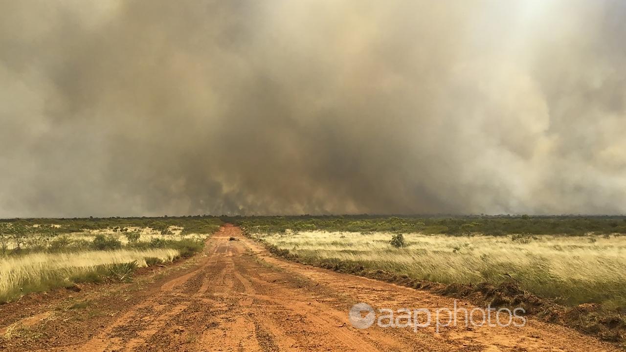 A large bushfire has been burning near Tennant Creek in the NT.