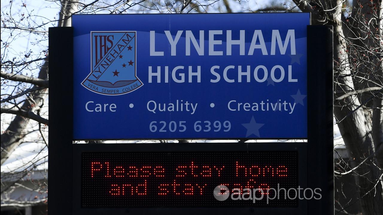 Lyneham High School ACT COVID-19 lockdown sign