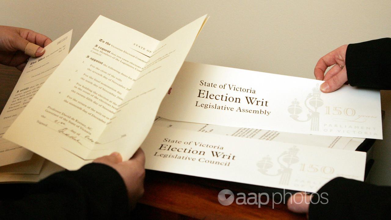 Victorian election writs (file image)