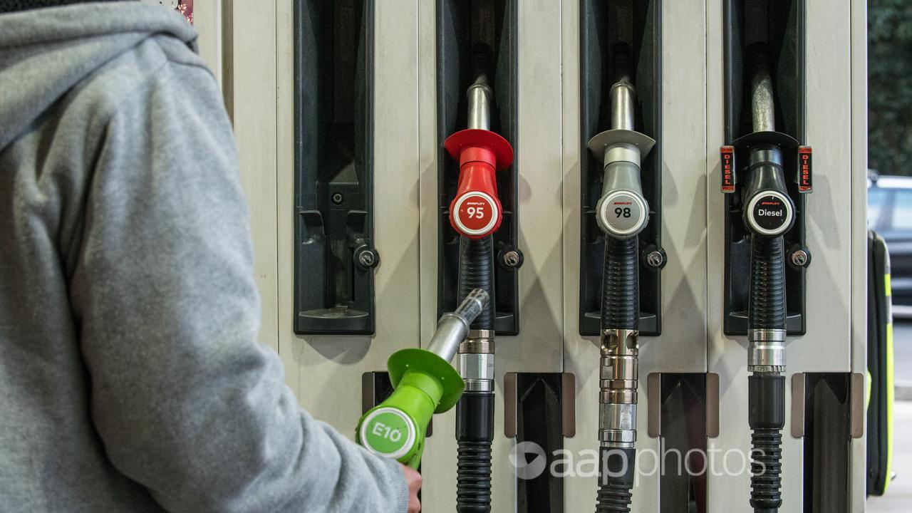 Petrol pumps at a petrol station.