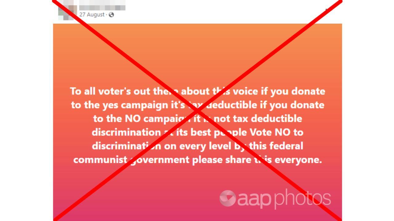 A screenshot of the Facebook post.