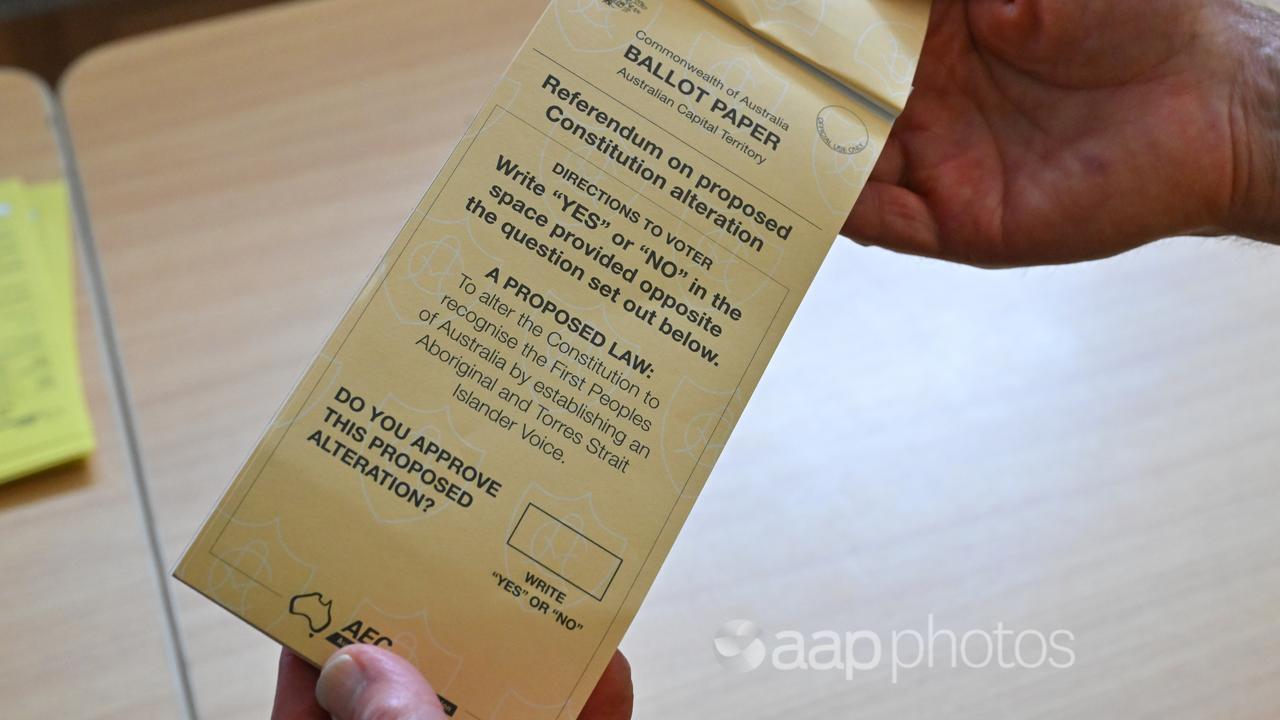 A ballot paper for the voice referendum (file image)