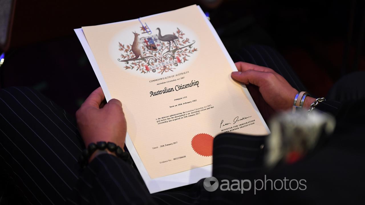 An Australian citizenship document (file image)