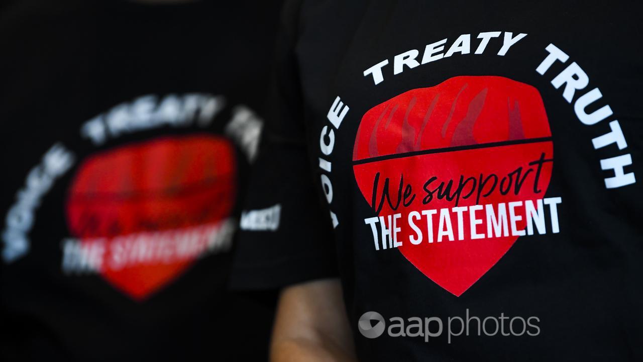 A t-shirt showing support for the Uluru statement (file image)