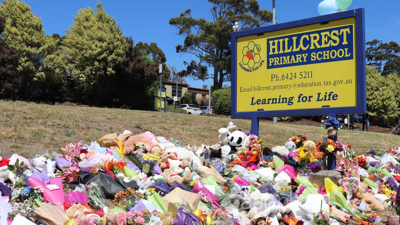 Flowers and tributes outside Hillcrest Primary School (file image)