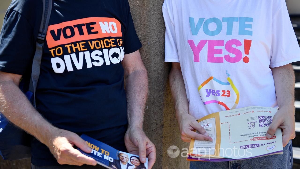 Volunteers for the 'no' and 'yes' campaigns (file image)