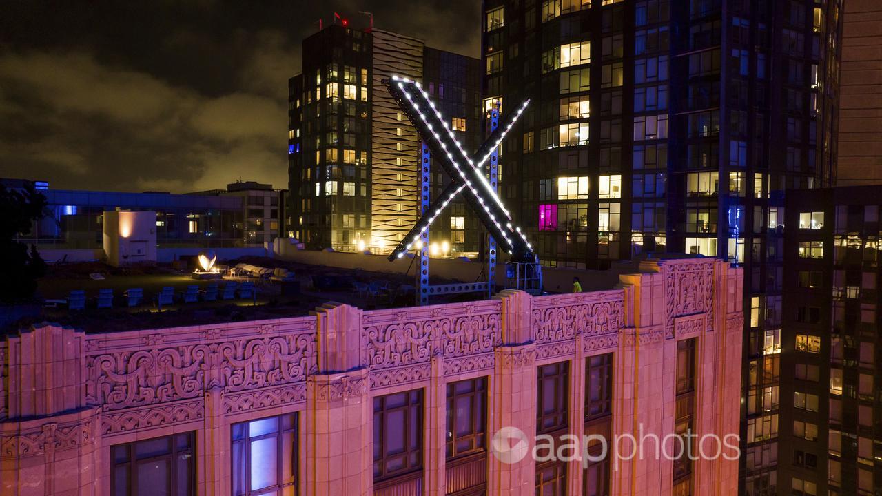 X sign atop the company headquarters in San Francisco
