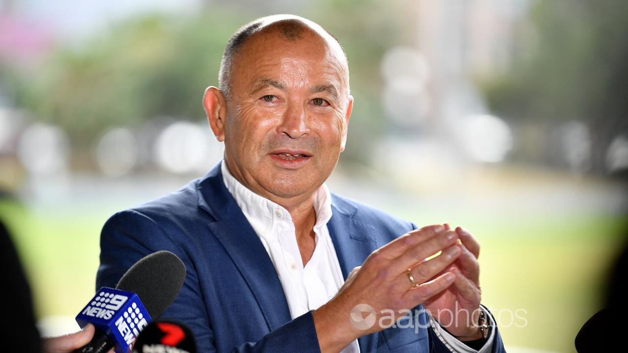 Wallabies coach Eddie Jones at a press conference at Coogee Oval.