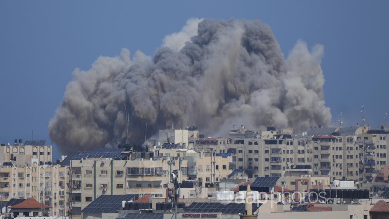 Smoke rises following an Israeli airstrike in Gaza City (file image)