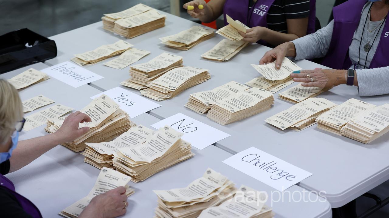 Referendum ballot papers being counted (file image)