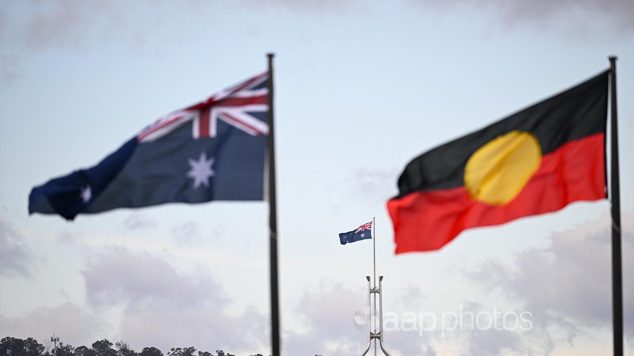 The Australian and Aboriginal flags.
