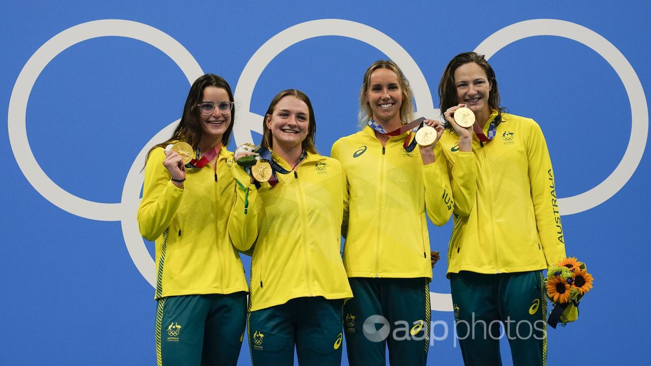 Australia's women's 4x100m medley relay 2020 Olympic gold medallists.