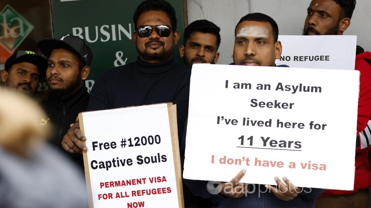 Asylum seekers take part in a Melbourne protest (file image)