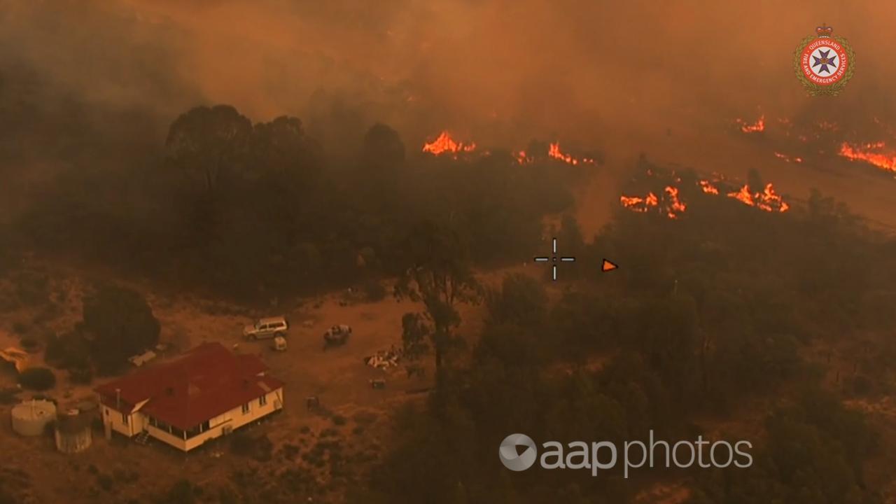 Aerial view of a fire near Tara, Queensland.