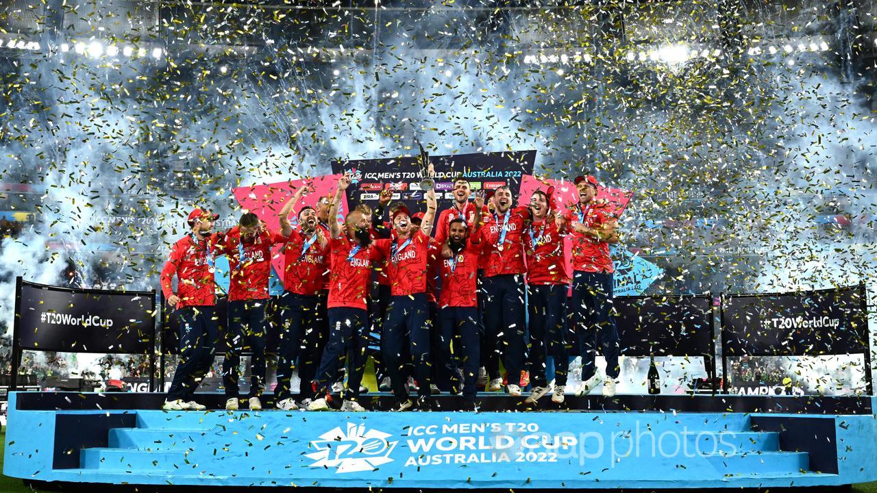 England celebrate winning the T20 World Cup in Australia.