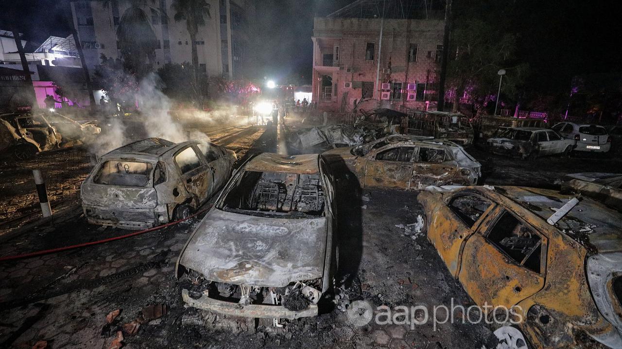 The scene of destruction at Al Ahli hospital (file image)