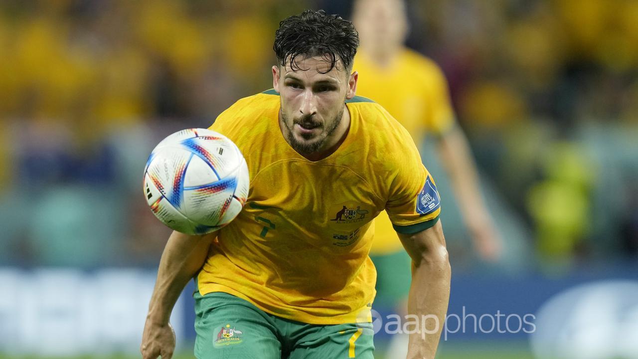 Mat Leckie in World Cup action with the Socceroos. 