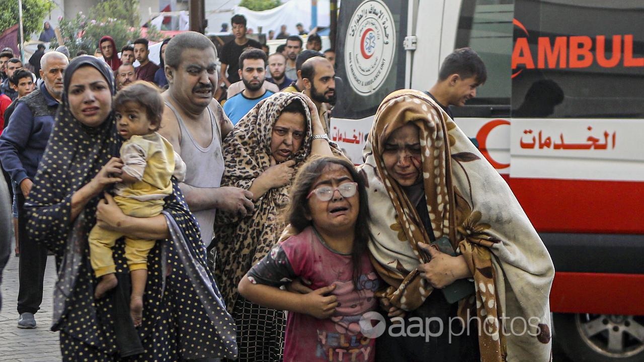 Wounded Palestinians arrive at Al-Shifa Hospital (file image)