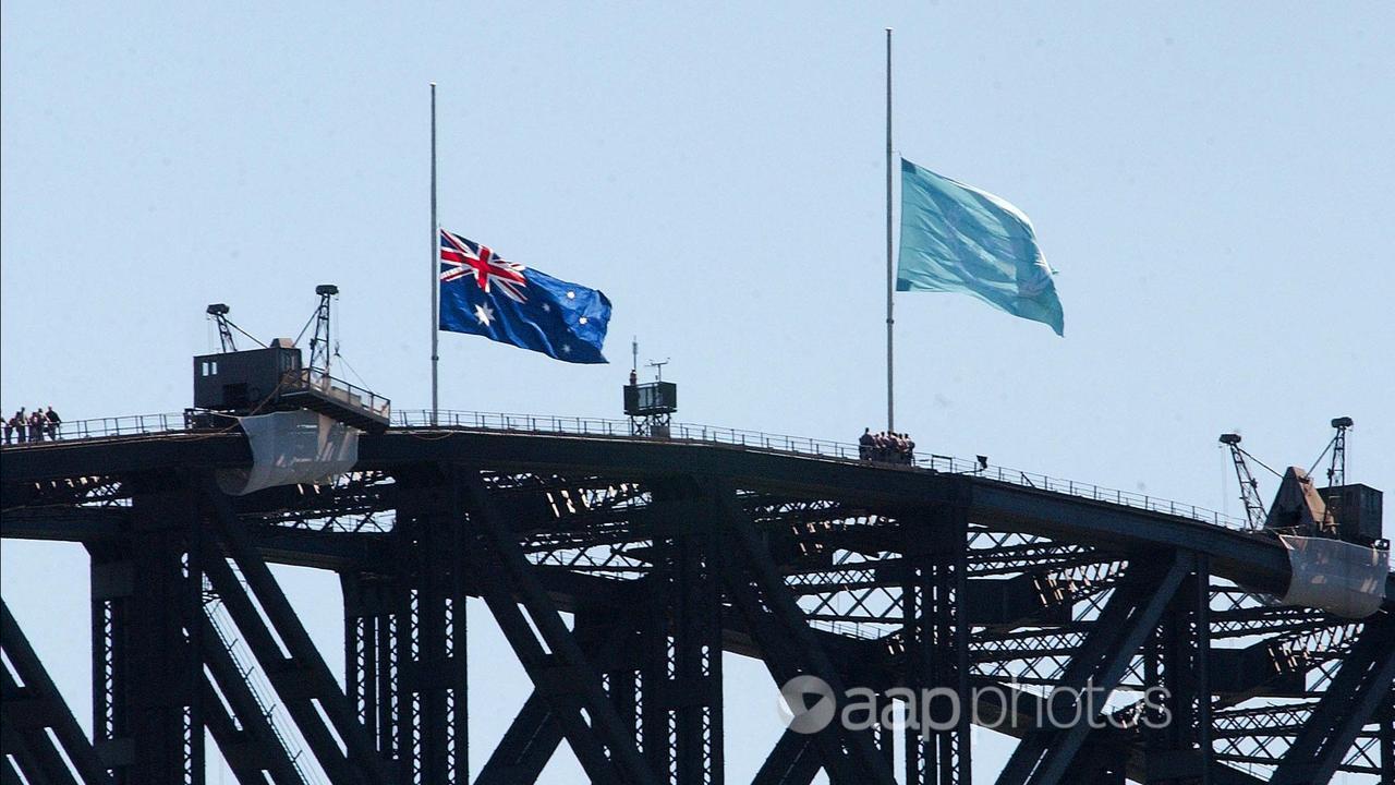 The Australian and UN flags on Sydney Harbour Bridge (file image)