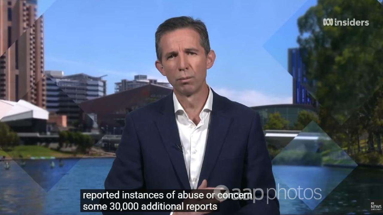 A screenshot of Simon Birmingham on the Insiders.