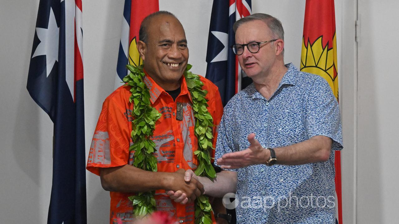 Kiribati’s President Taneti Maamau and Anthony Albanese