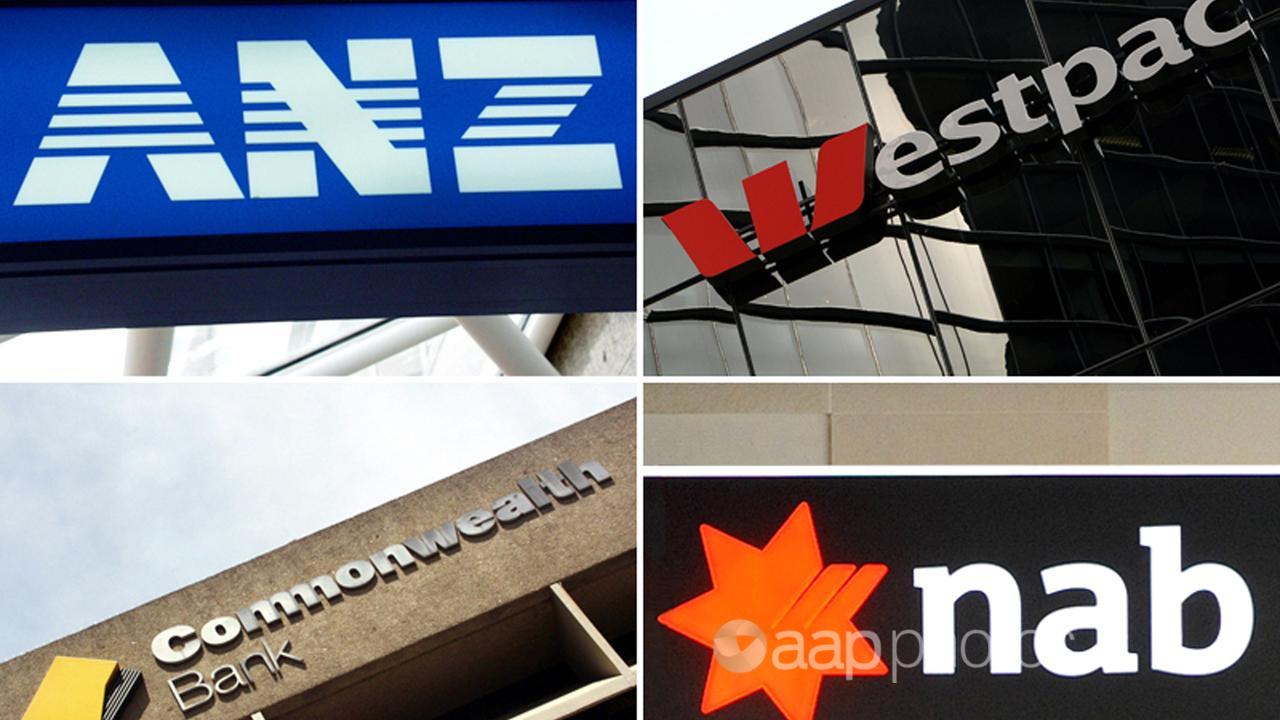 ANZ, Westpac, Commonwealth Bank and NAB bank signs