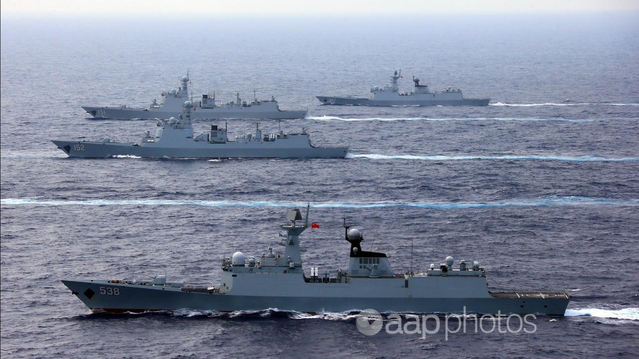 File image of Chinese destroyers and frigates