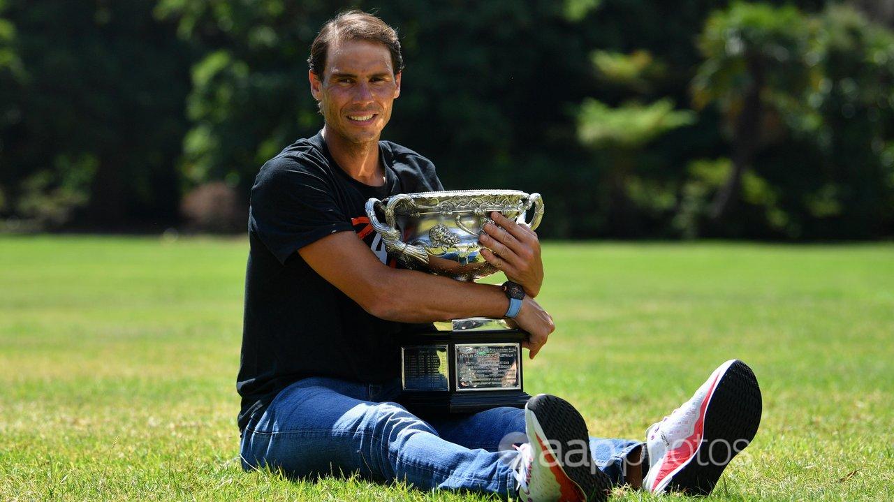 Rafael Nadal after winning his second Australian Open in 2022.