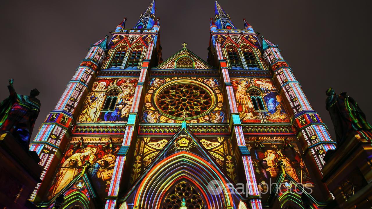 St Mary's Cathedral is illuminated with projections