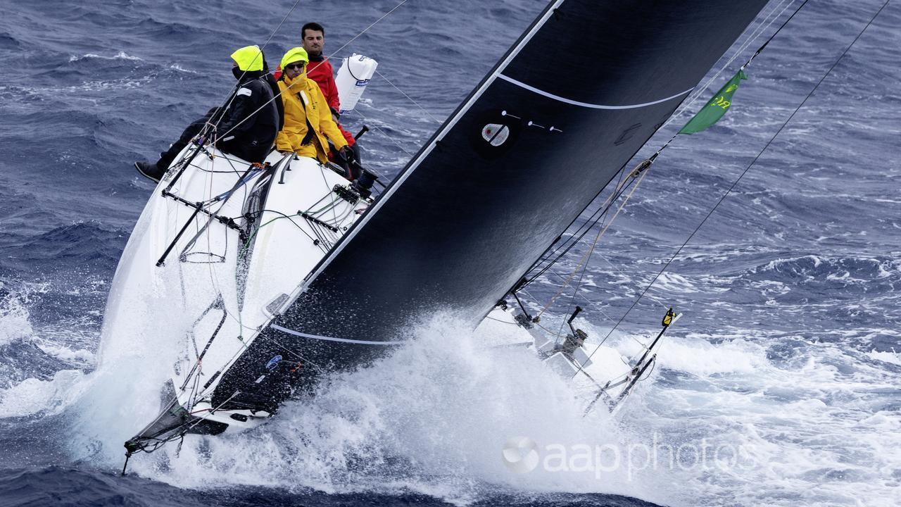 Crew aboard Atomic Blonde during Wednesday's racing in the Syd-Hob.