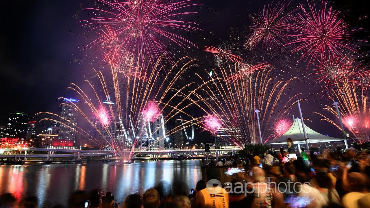 Fireworks display during New Year's Eve celebrations in Brisbane