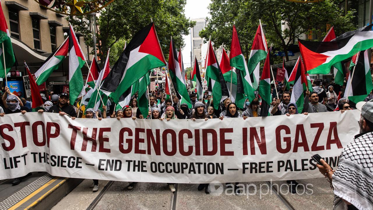 Pro-Palestine supports march in Melbourne in December.