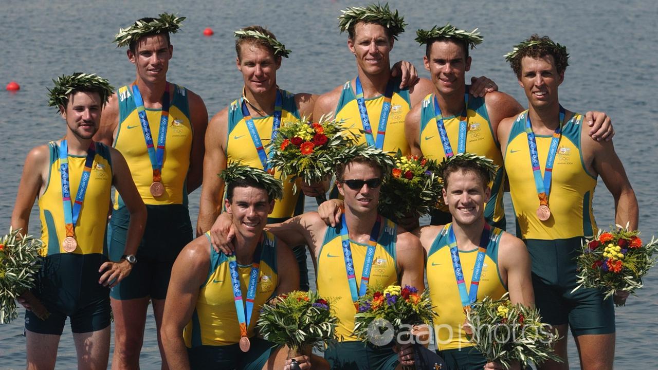 Australia's men's eight, bronze medallists at the Athens 2004 Games. 