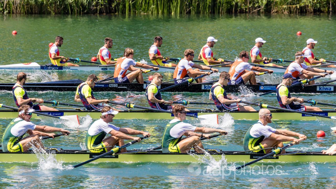 Rowing action from the 2023 World Cup in Lucerne.