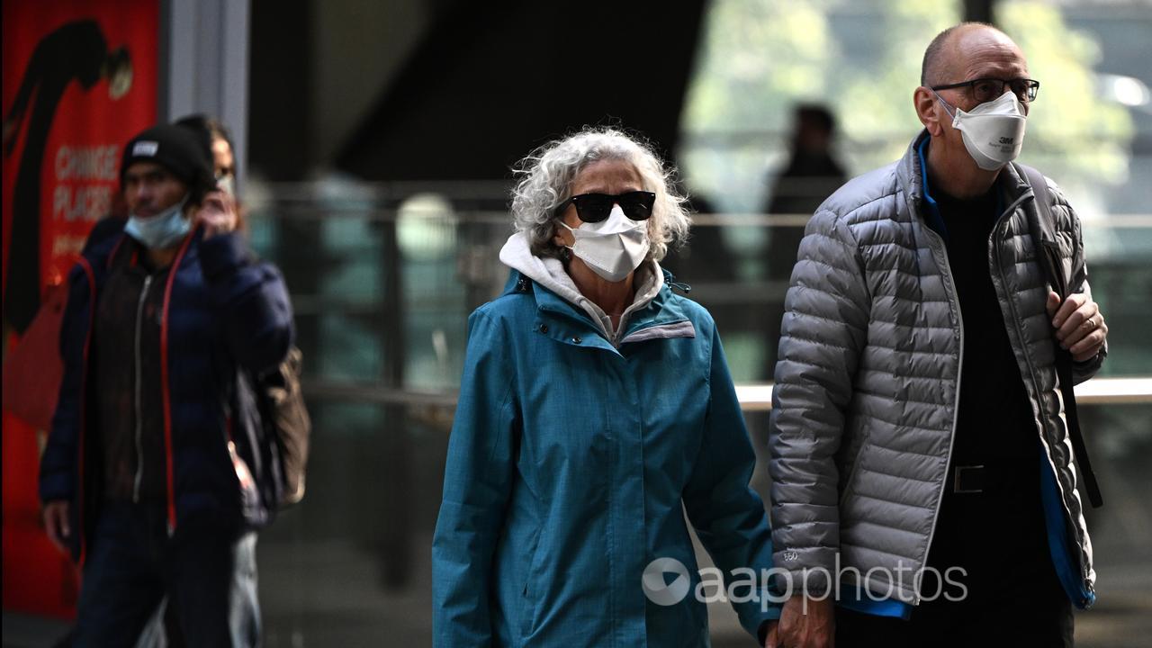 People wearing face masks in Melbourne