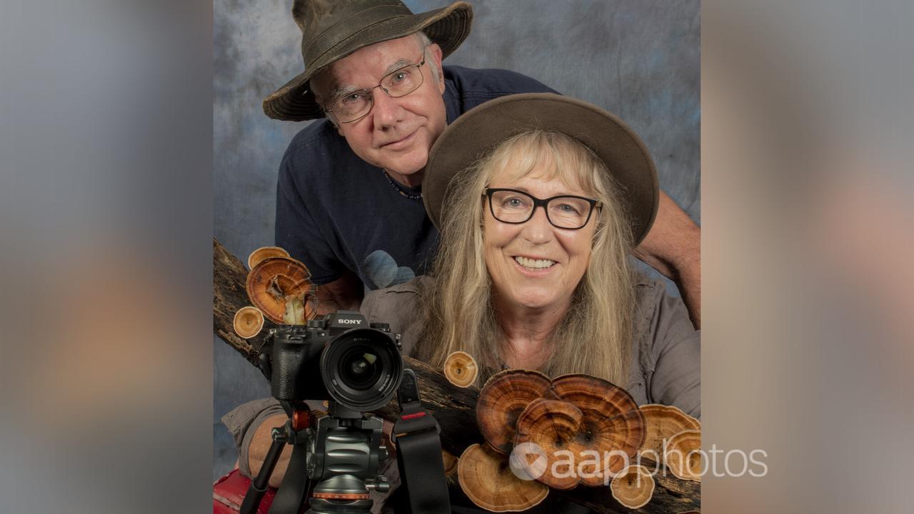 Fungi enthusiasts Stephen Axford and Catherine Marciniak