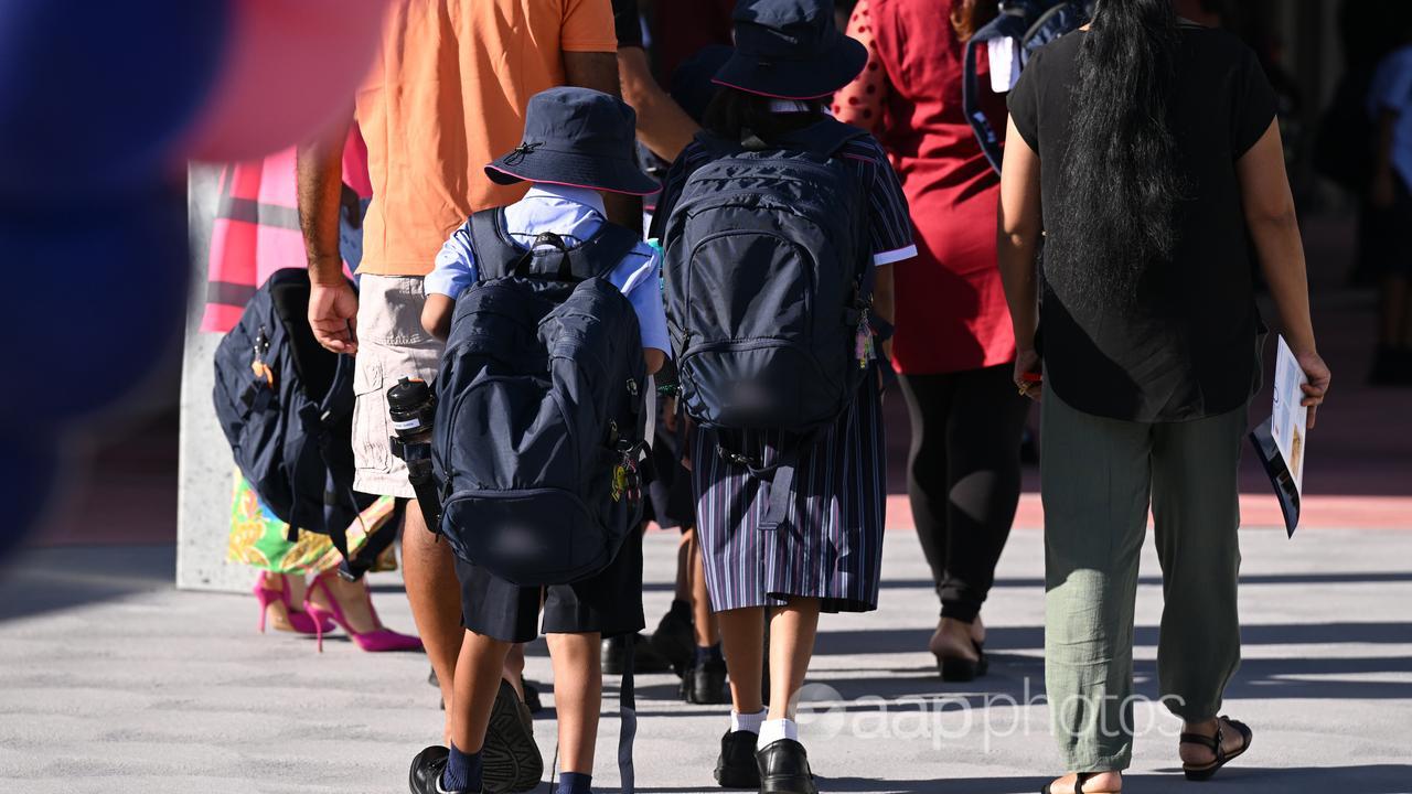 Students head into school.