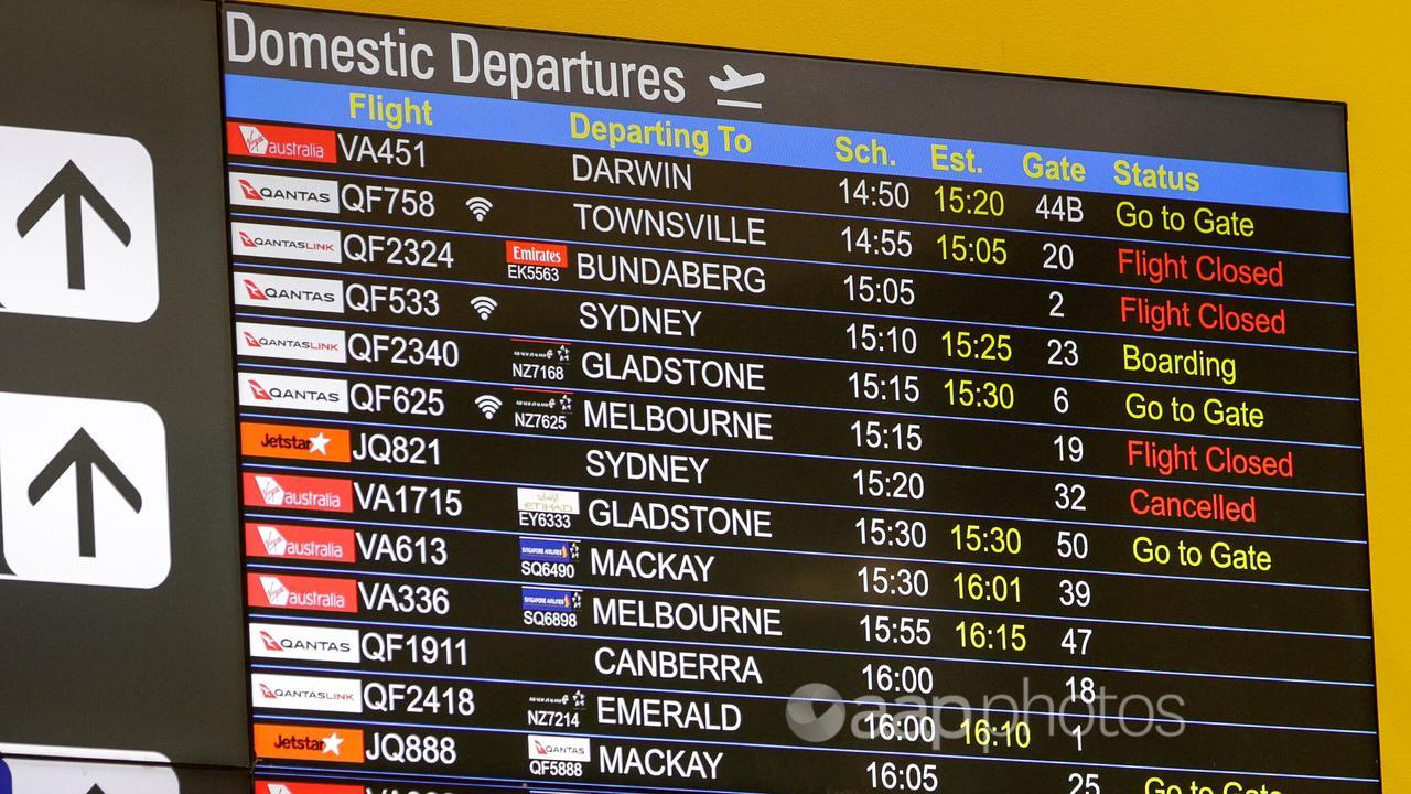 Departures board at airport