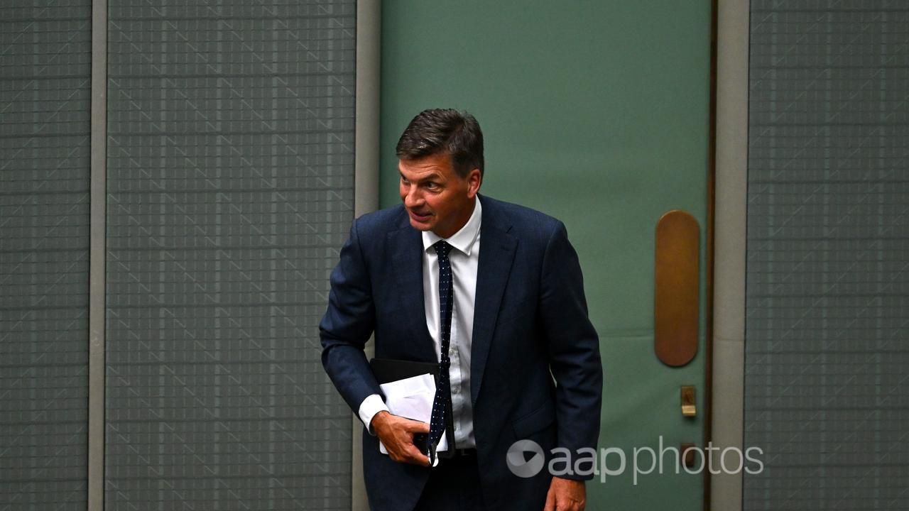 Angus Taylor bows at parliament door