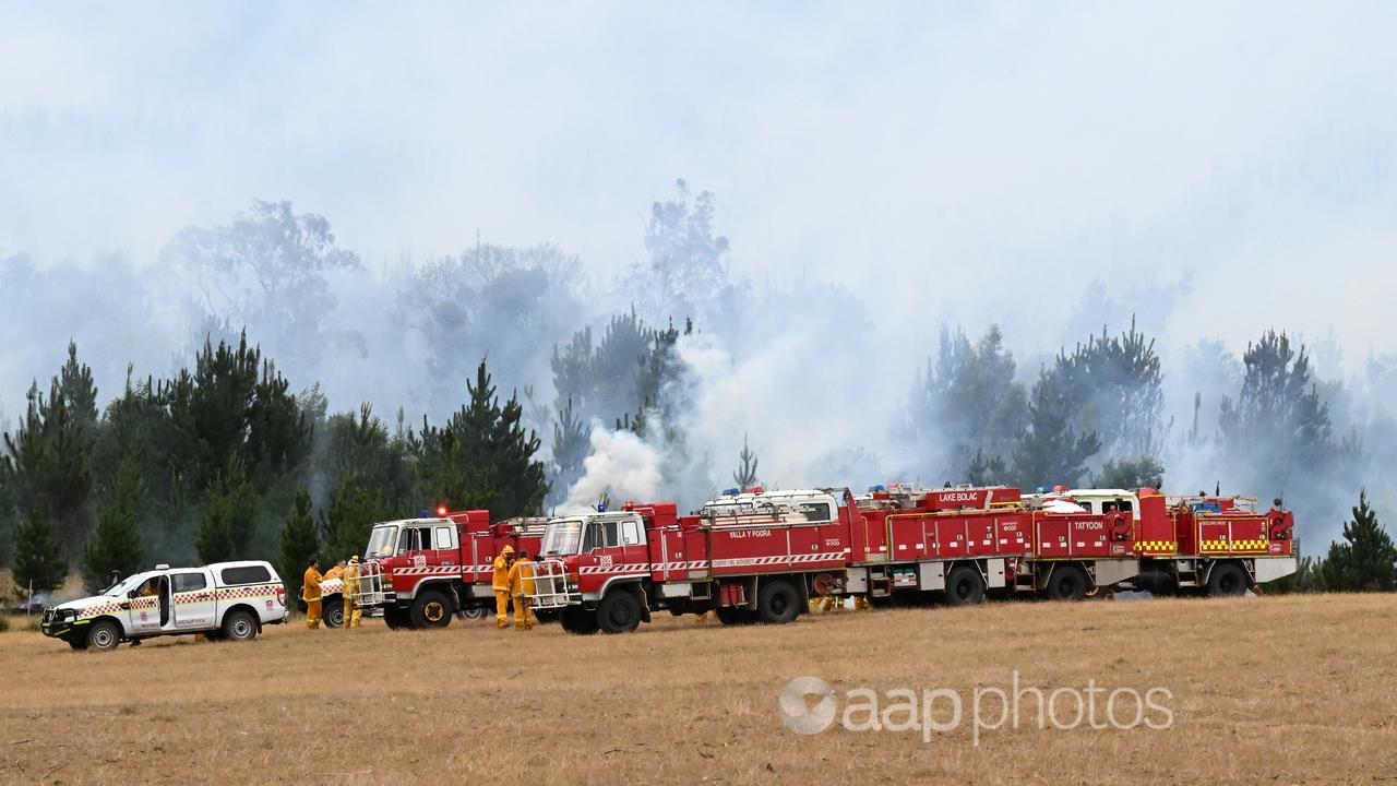 Fire trucks near Ragaln in Victoria.